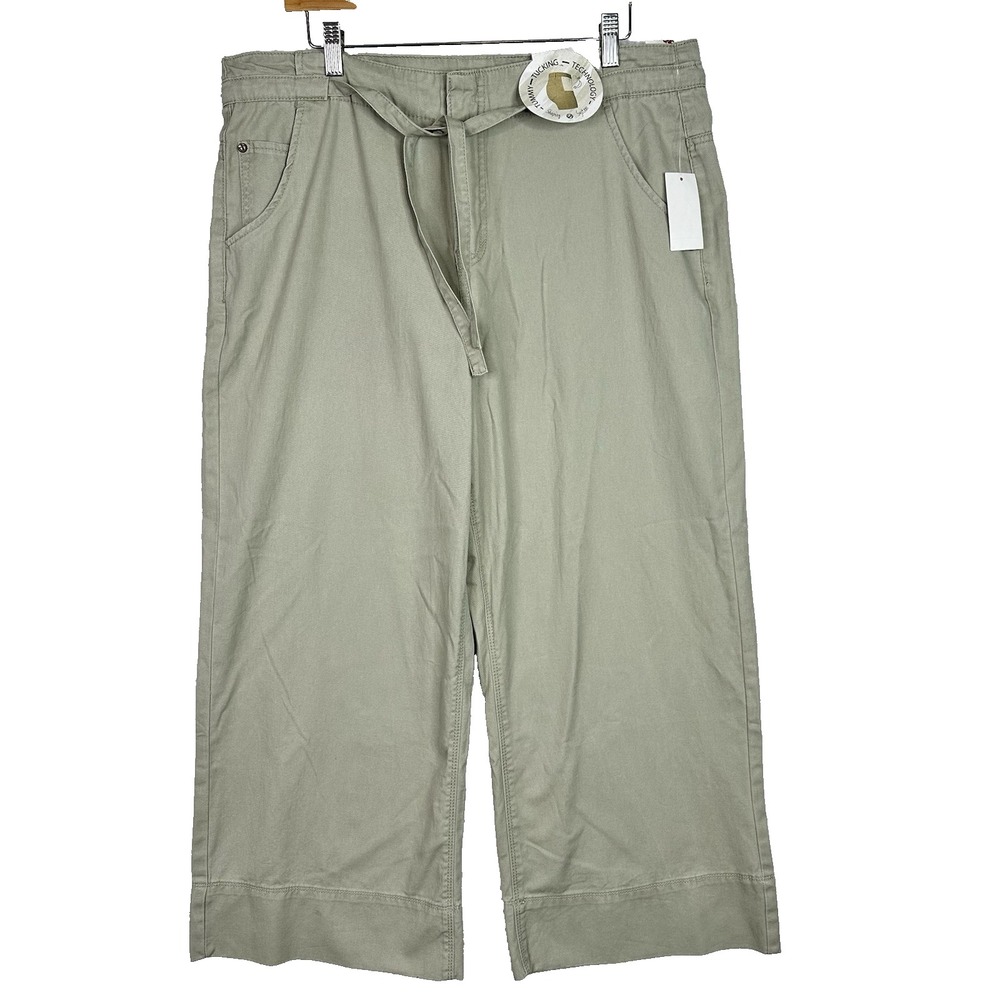 Curve Appeal High Rise Wide Leg Pants 16/33 Desert Sage Tummy Tuck NWT $88